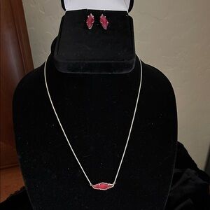 Berry illusion Pink Gemstone Necklace and Earring Set